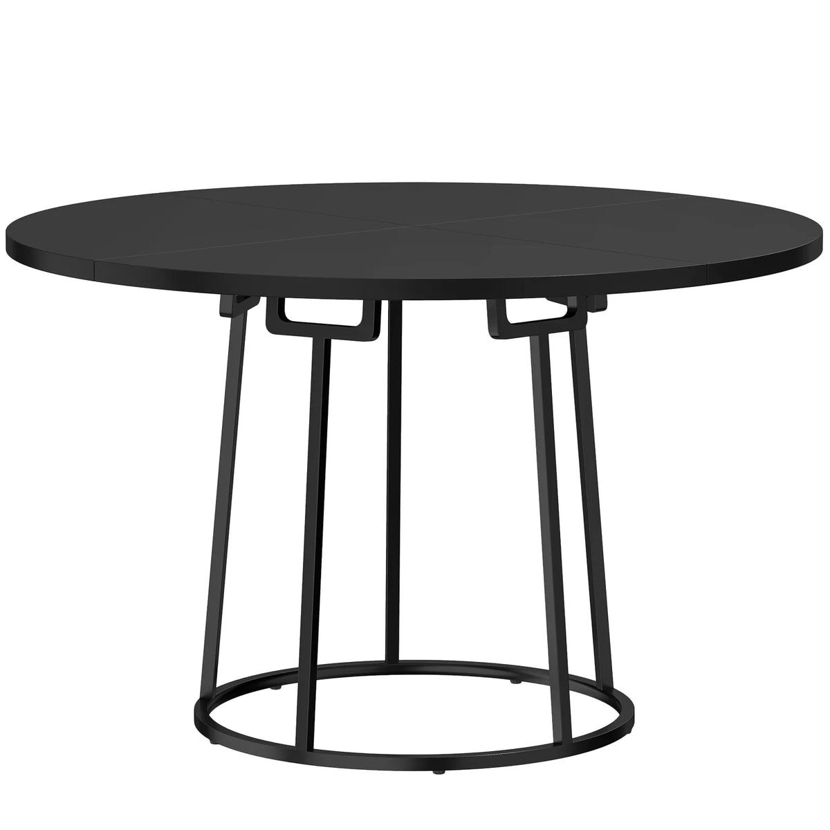 HOMCOM 120 cm Round Dining Table with Conical Metal Base – Space-Saving Kitchen Table for 4-6, Black