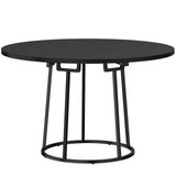 HOMCOM 120 cm Round Dining Table with Conical Metal Base – Space-Saving Kitchen Table for 4-6, Black