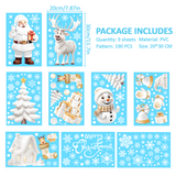 Nepfaivy Reusable Christmas Window Stickers, 190 Pcs – Double-Sided Static Window Clings, Snowflake & Reindeer