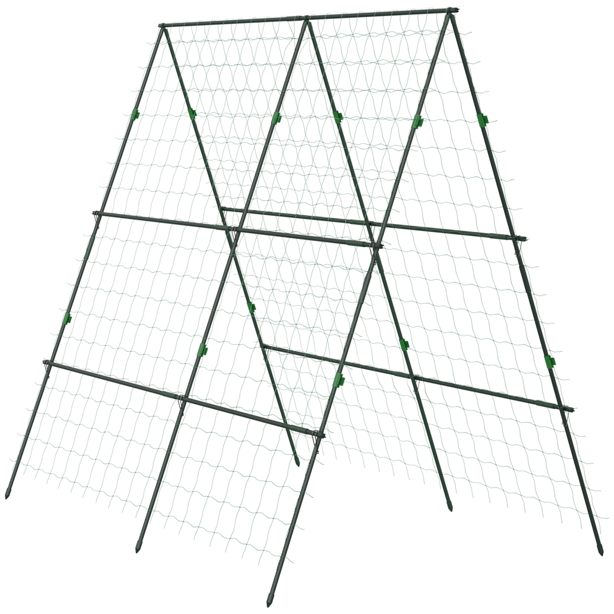 Outsunny A-Frame Trellis with Climbing Net – Plant Support for Vegetables, Flowers and Fruit, Green