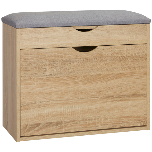 HOMCOM natural entryway shoe bench