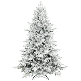 HOMCOM 6ft Snow Flocked Artificial Christmas Tree with 1528 Branch Tips, Foldable Metal Base – Festive Home Decor