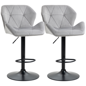 Grey velvet-touch bar stools