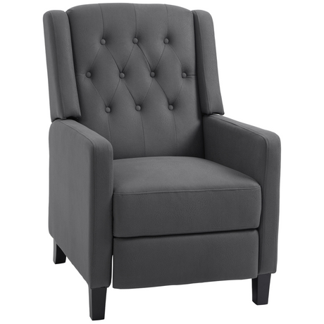 Grey tufted microfibre recliner armchair