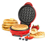 Giles & Posner EK4214G 550W Non-Stick Mini Waffle Maker with Indicator Lights – Compact Dessert Maker, Red
