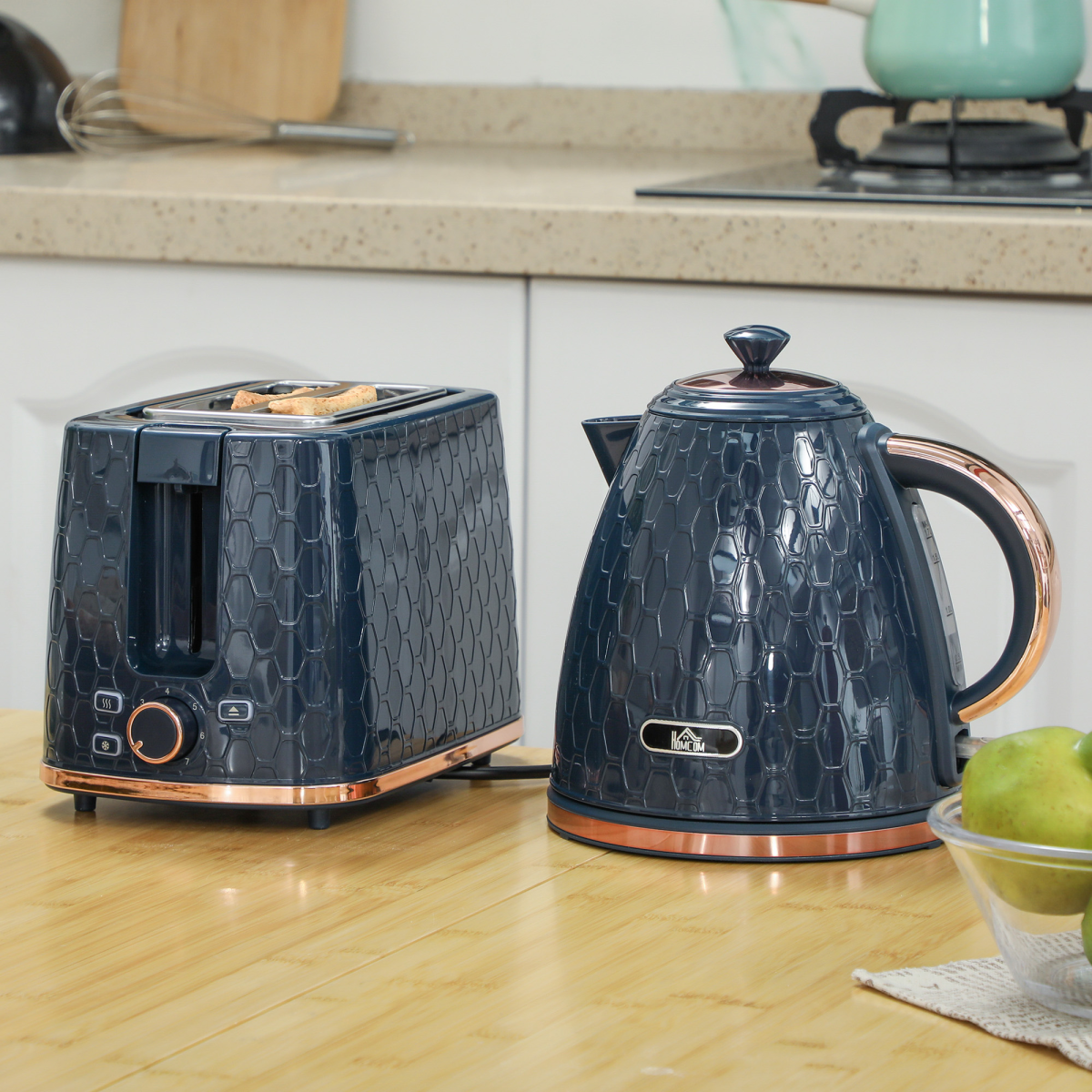 Honeycomb 1.7L kettle and 2-slice toaster set