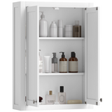 HOMCOM Wall Mounted Bathroom Cabinet with 2 Adjustable Shelves & Magnetic Doors – Space-Saving Storage, White