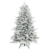 HOMCOM 5ft Snow Flocked Artificial Christmas Tree with 936 Branch Tips – Realistic Foldable Decoration