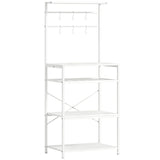 HOMCOM Freestanding Industrial Shelving Unit with Wine Rack and 6 Hooks – Home Office Storage, White