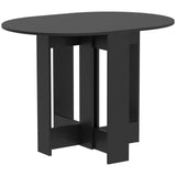 HOMCOM Folding Drop-Leaf Dining Table with 2 Foldable Leaves – Space-Saving Kitchen Table, Black