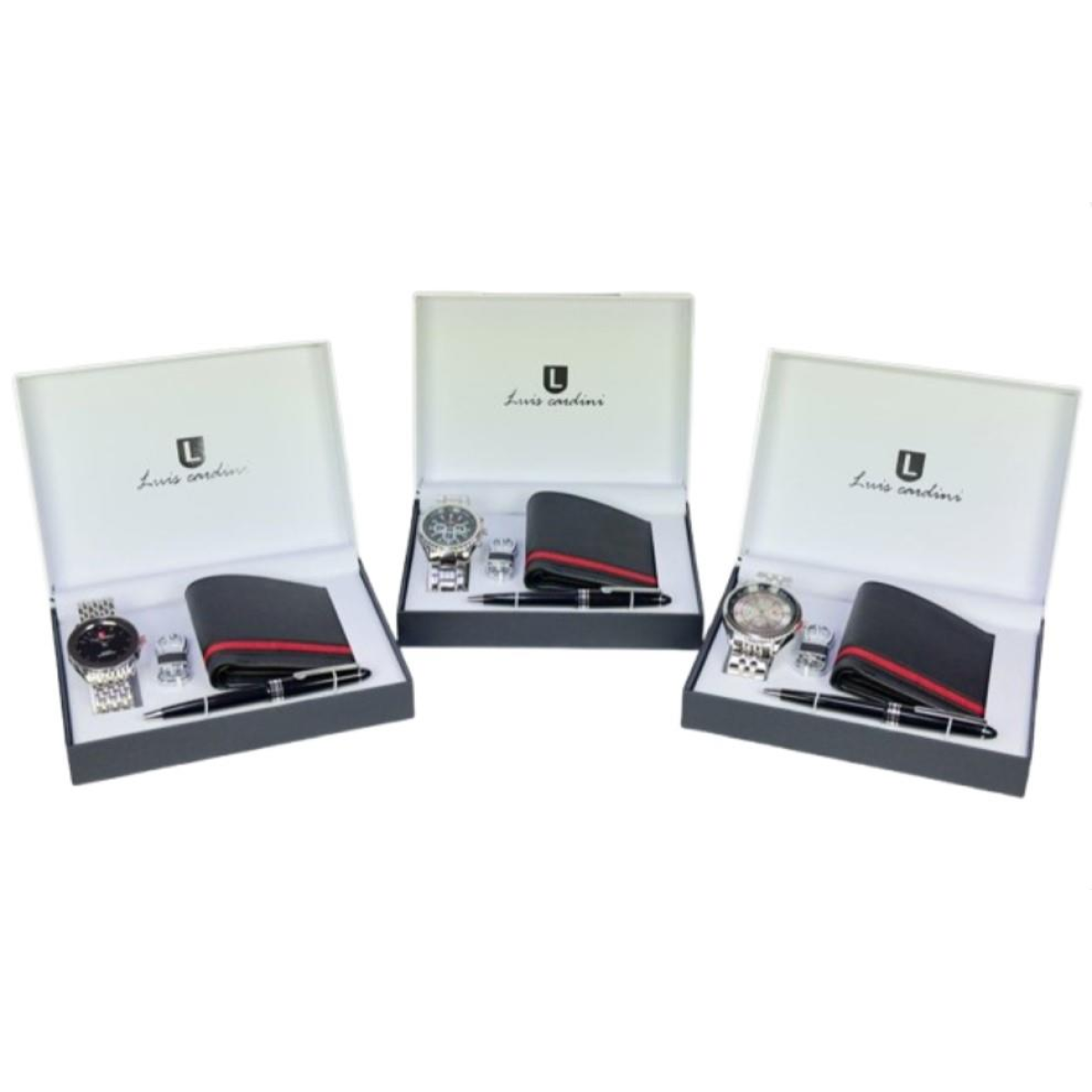 Luis Cardini Men's Watch Gift Set with Pen, Wallet and Keyring – Presentation Box