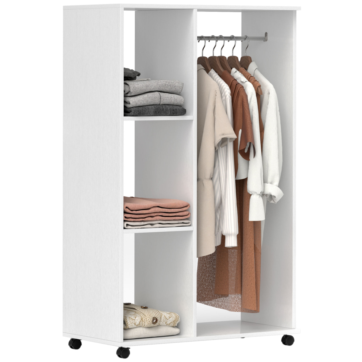 White open storage wardrobe