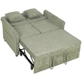 HOMCOM 2 Seater Sofa Bed, 3-in-1 Convertible Chenille Sleeper Sofa with 5-Position Backrest – Light Green