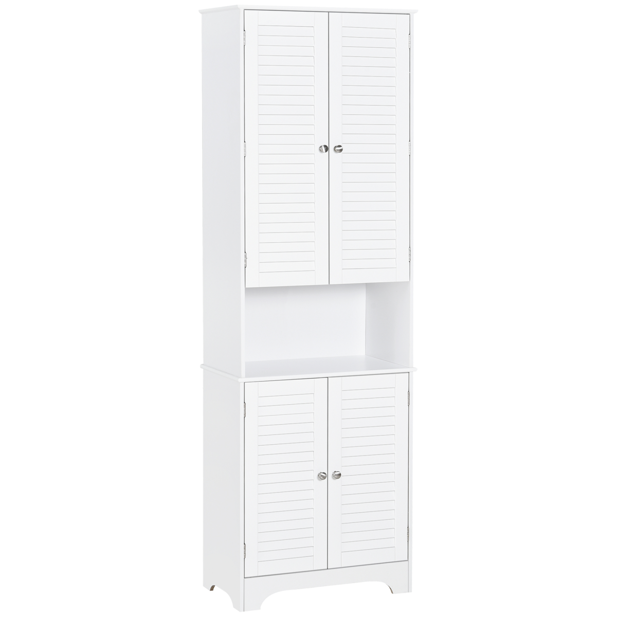 HOMCOM 183cm Tall Slim Bathroom Cabinet with Retro Shutter Doors and 3 Compartments – White