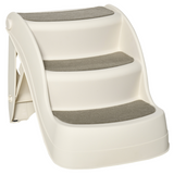 Pawhut Portable 3-Step Dog Stairs with Non-Slip Feet & Carpeted Steps – Pet Steps for Beds & Sofas, Cream