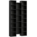 HOMCOM 21-Compartment Tall Bookshelf with 10 Adjustable Shelves and Anti-Tipping Hardware – Black