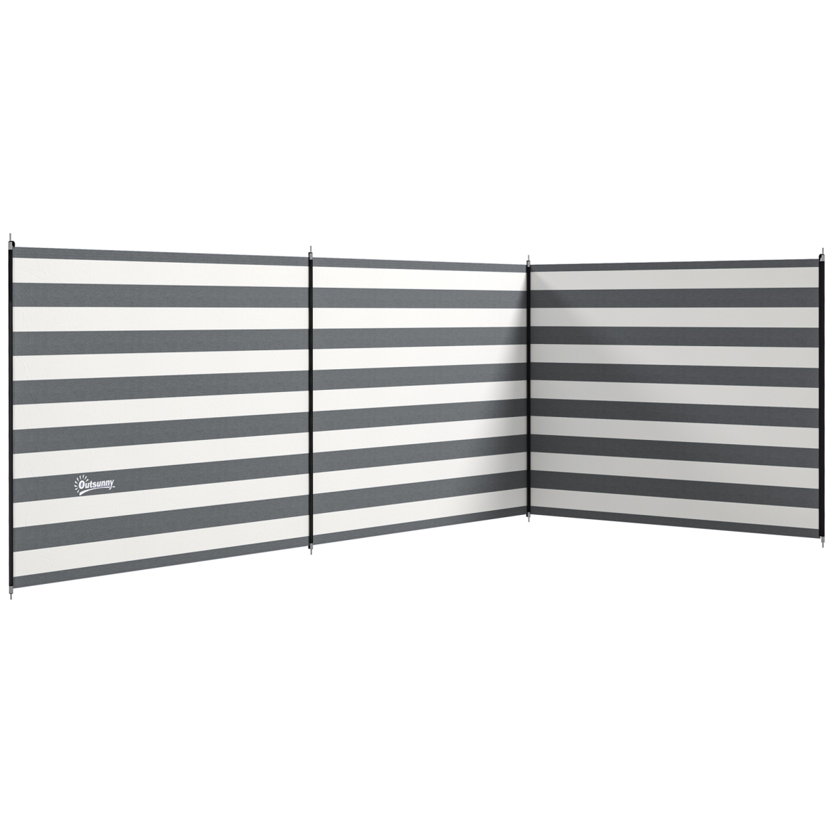 Outsunny Camping Windbreak – 540 x 150cm Portable Privacy Screen with Steel Poles, Grey and White