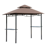 Outsunny 8ft Double-Tier Gazebo Grill Canopy with Side Shelves – BBQ Shelter Tent, Coffee