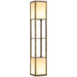 HOMCOM brown dual light shelf floor lamp