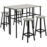 HOMCOM 6-Piece Bar Table Set with 2 Breakfast Tables and 4 Stools – Space-Saving Kitchen Furniture, Grey