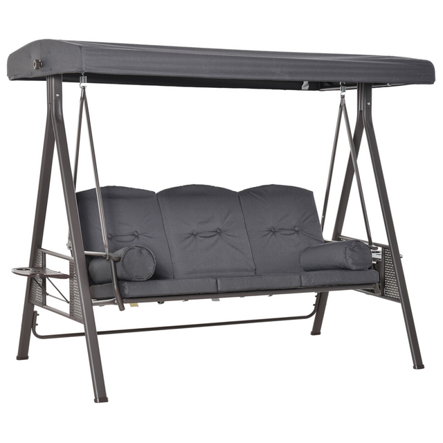 Steel 3 seater garden swing chair with canopy