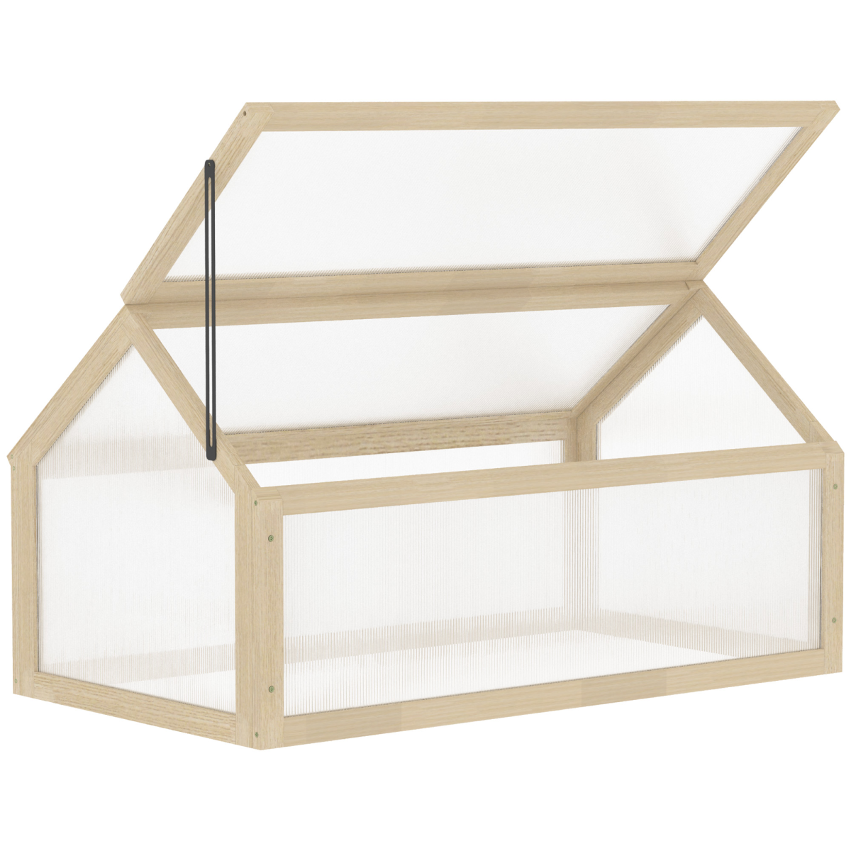 Outsunny Wooden Cold Frame Greenhouse with Polycarbonate Panels and Opening Top – Mini Grow House, Natural