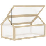 Outsunny Wooden Cold Frame Greenhouse with Polycarbonate Panels and Opening Top – Mini Grow House, Natural
