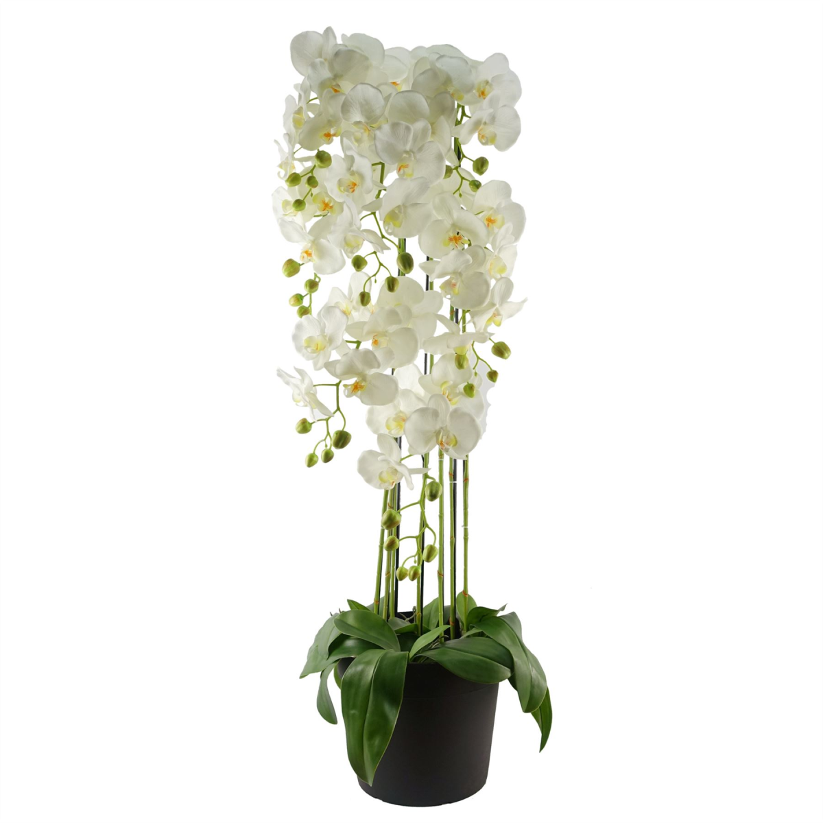 110cm Large White Artificial Orchid Plant with 41 Real Touch Flowers – Lifelike Wired Stems
