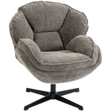 HOMCOM Modern Wingback Accent Chair with Four-Star Base and S-Springs – 360° Swivel Velvet Armchair, Grey