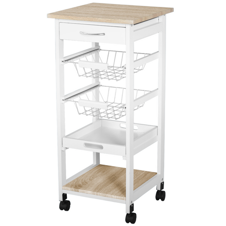White 5-tier kitchen storage trolley