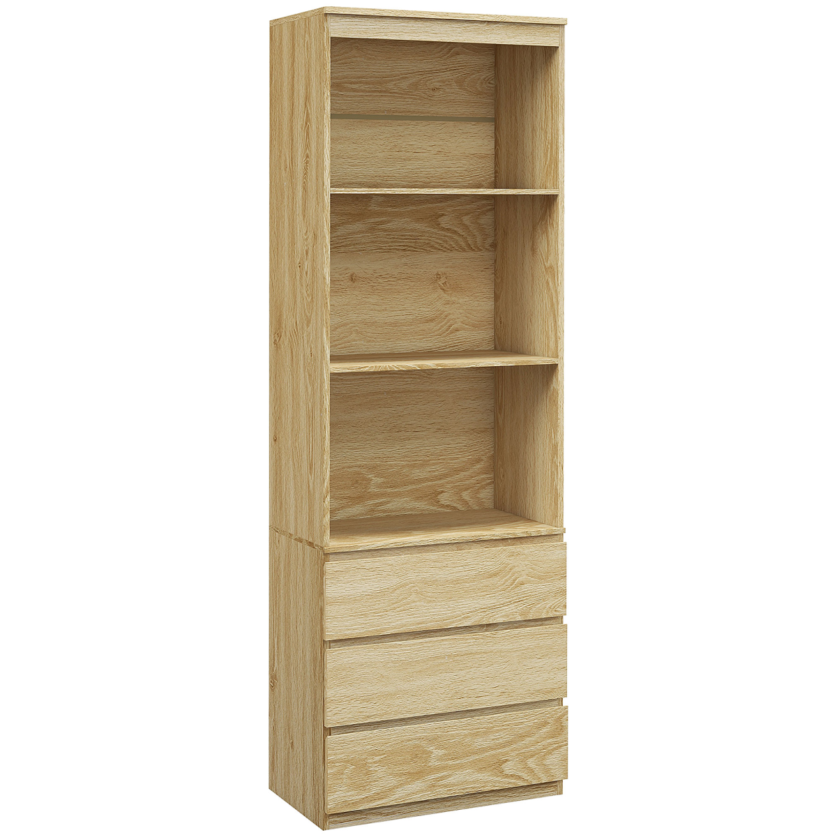 HOMCOM 180cm tall oak bookshelf with drawers