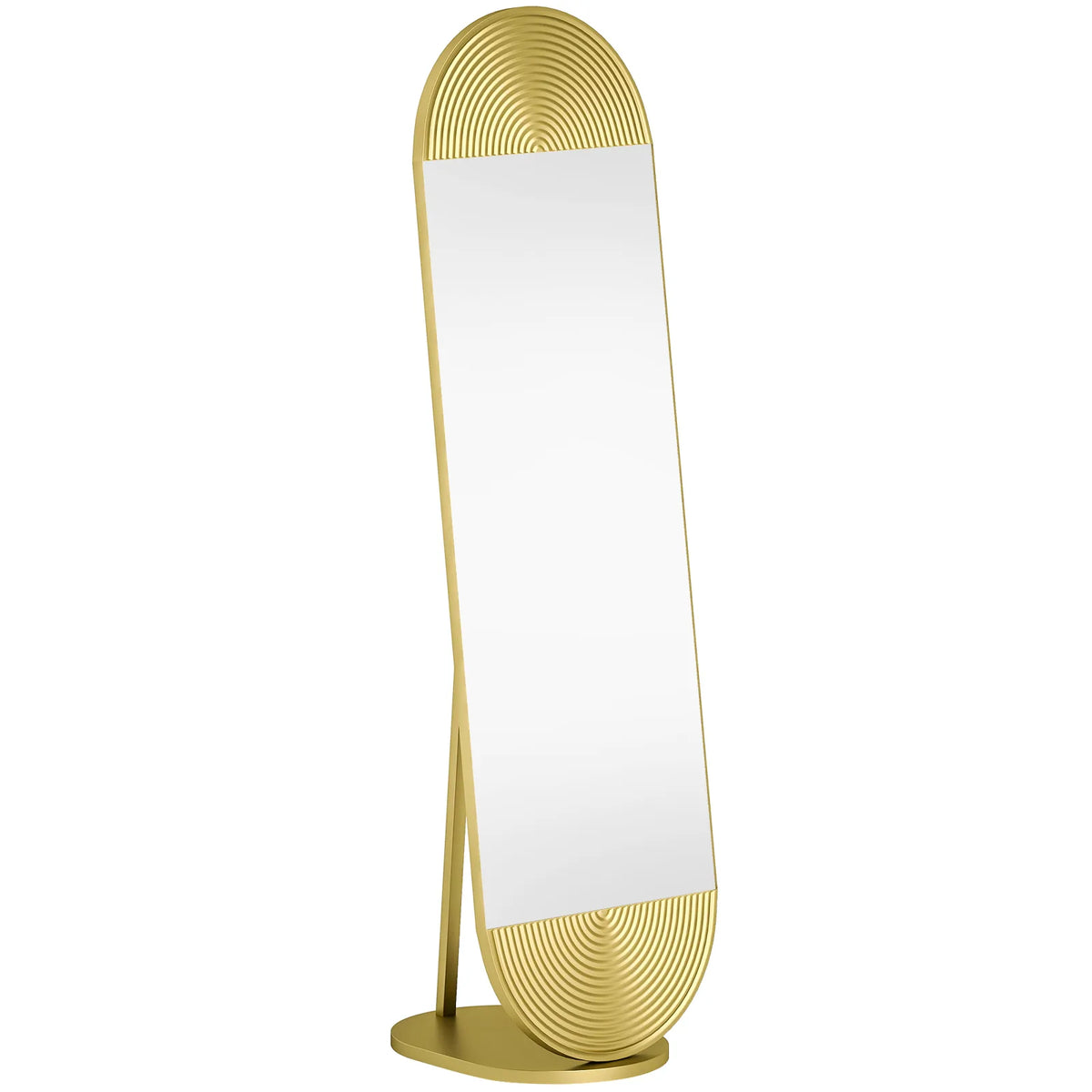HOMCOM 50 x 161 cm Wavy Full Length Mirror, Free Standing Mirror with Metal Frame and Solid Base