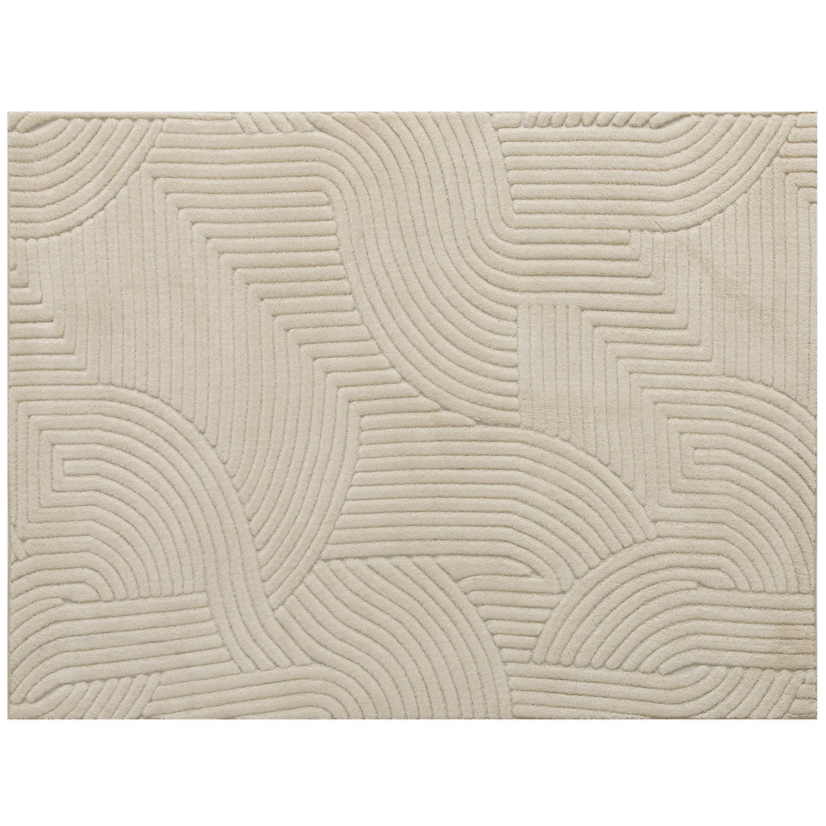 HOMCOM Modern Geometric Plush Rug, Non-Slip, 200 x 140cm – Cream