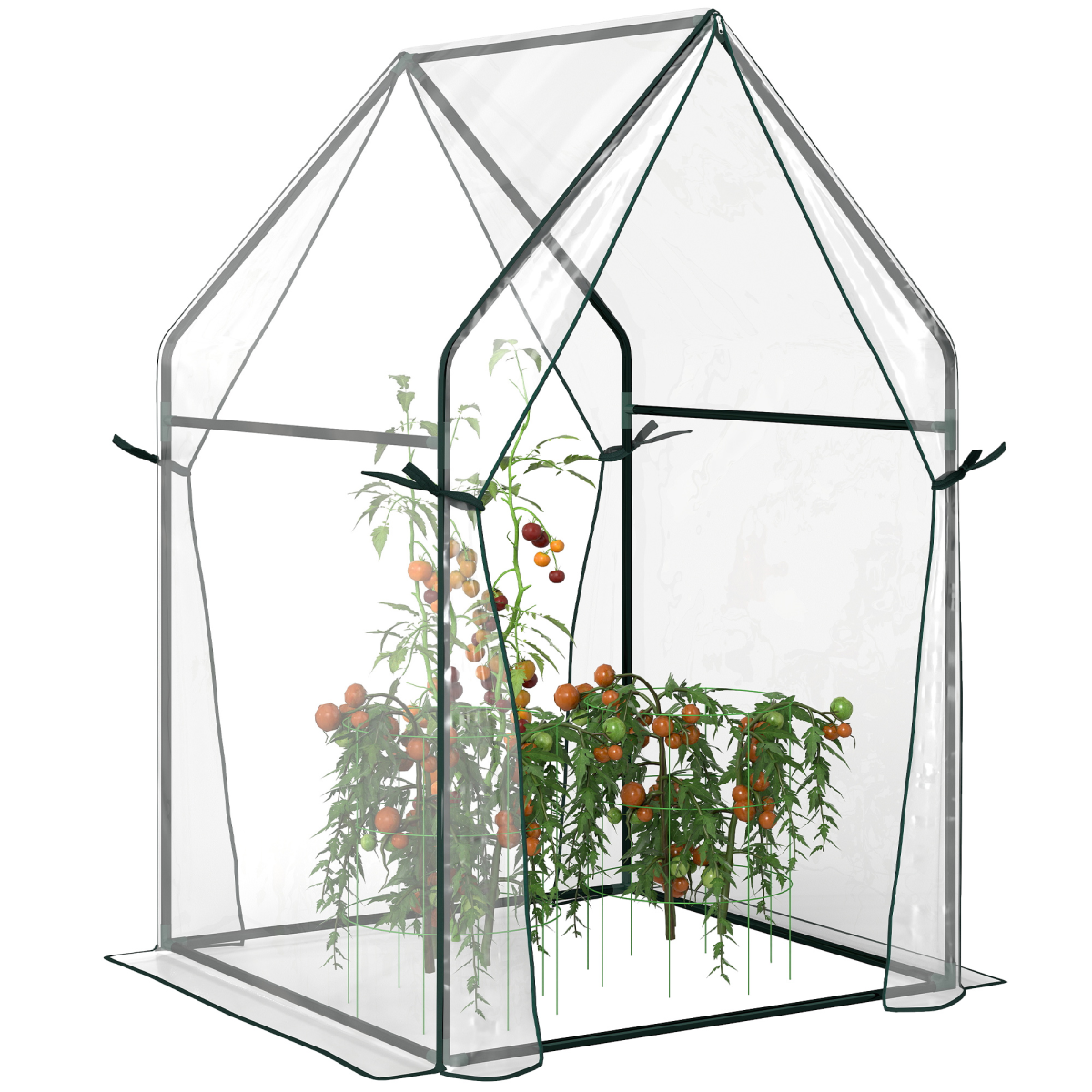 Outsunny Tomato Greenhouse with 2 Zipped Doors & UV-Resistant Clear Plastic Cover – Compact Grow House