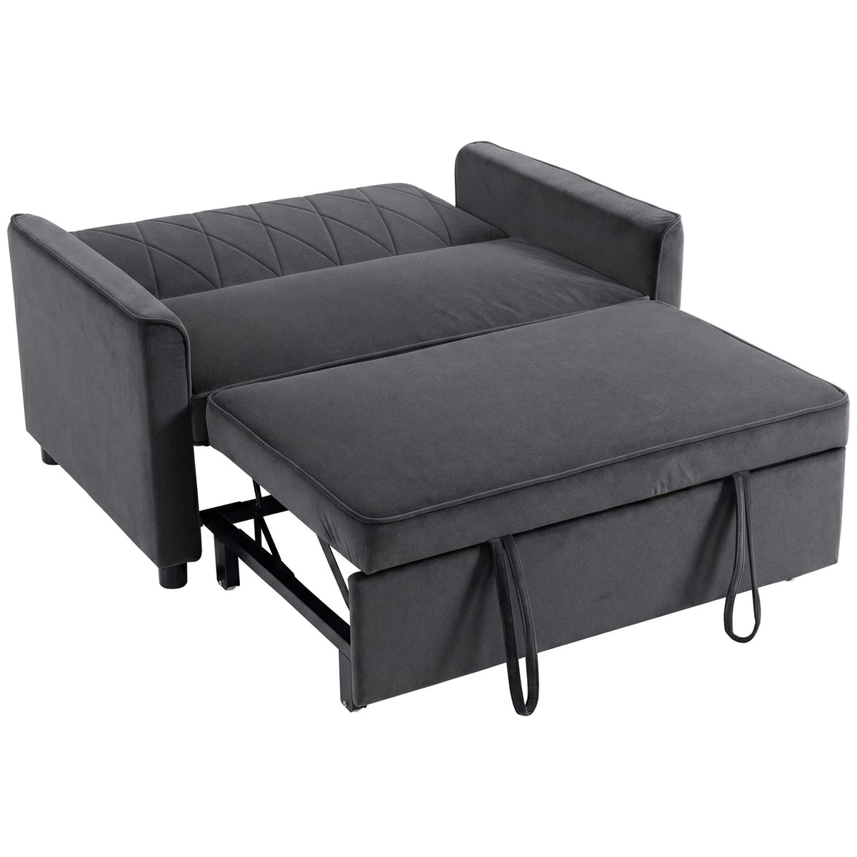 HOMCOM 2 Seater Sofa Bed, 3-in-1 Convertible Pull Out Sleeper with Click-Clack Backrest – Guest Bed, Dark Grey