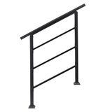 Wrought Iron Handrail for Outdoor Steps, Fits 1 to 3 Steps – Black Powder-Coated Rail with Installation Kit