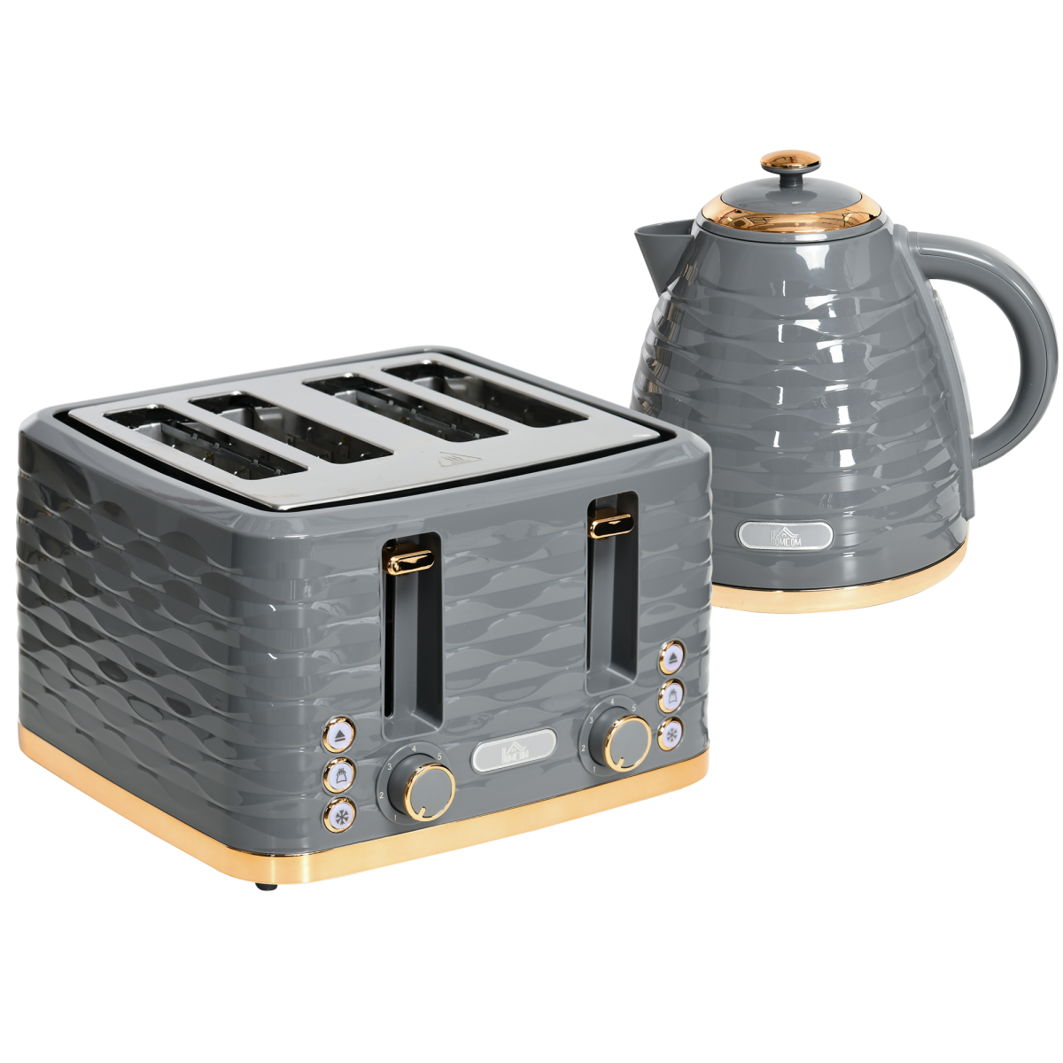 Grey kettle and toaster set