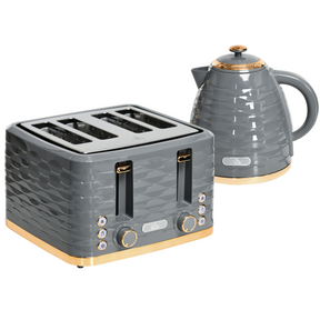 Grey kettle and toaster set