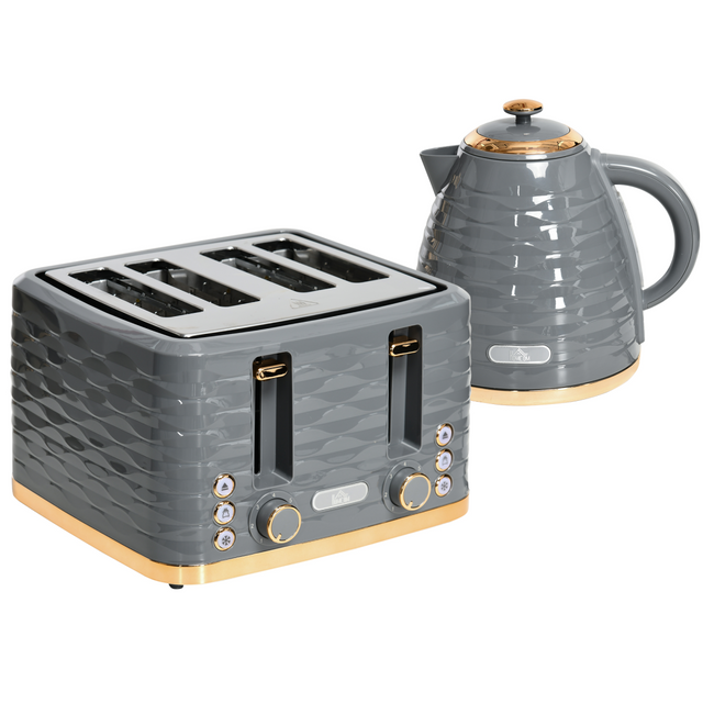 Grey kettle and toaster set