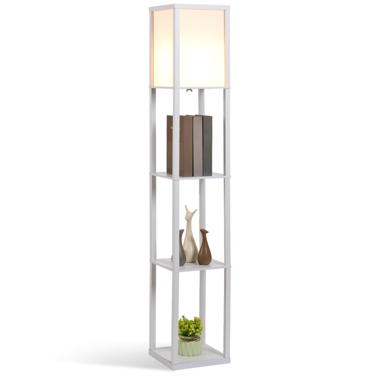 Storage Shelf Floor Lamp – White