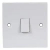 Daewoo 1 Gang 2 Way Light Switch, 10A 230V, Deta Slimline Wall Mounted – White