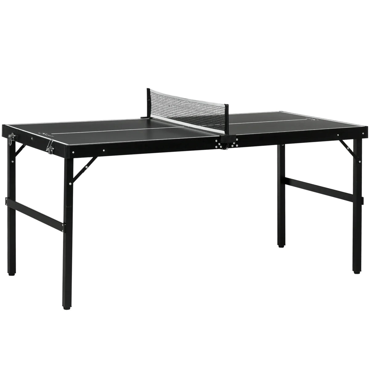 SPORTNOW 5ft Mini Table Tennis Table with Net & Aluminium Frame – Folding Indoor Outdoor Ping Pong Table, Black