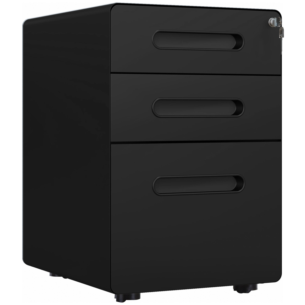 Vinsetto 3-Drawer Steel Filing Cabinet with 4 Wheels, Lockable – Under-Desk Office Storage, Black