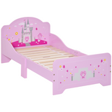 Princess Castle Toddler Bed with Side Rails & Slats – Pink Kids Bed Frame, Ages 3-6