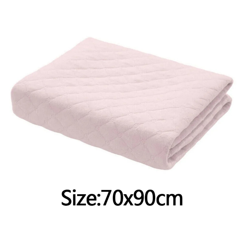 Washable Reusable Absorbent Incontinence Bed Pad, 70 x 90cm – Four-Layer Mattress Protector, Light Pink