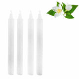 Long White Jasmine Scented Wax Candle Sticks – Fragranced Home Decor, Pack of 4