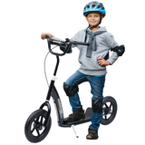 HOMCOM Push Scooter with 12" EVA Tyres, Adjustable Height & Rear Brake – Stunt Kick Scooter for Kids, Black