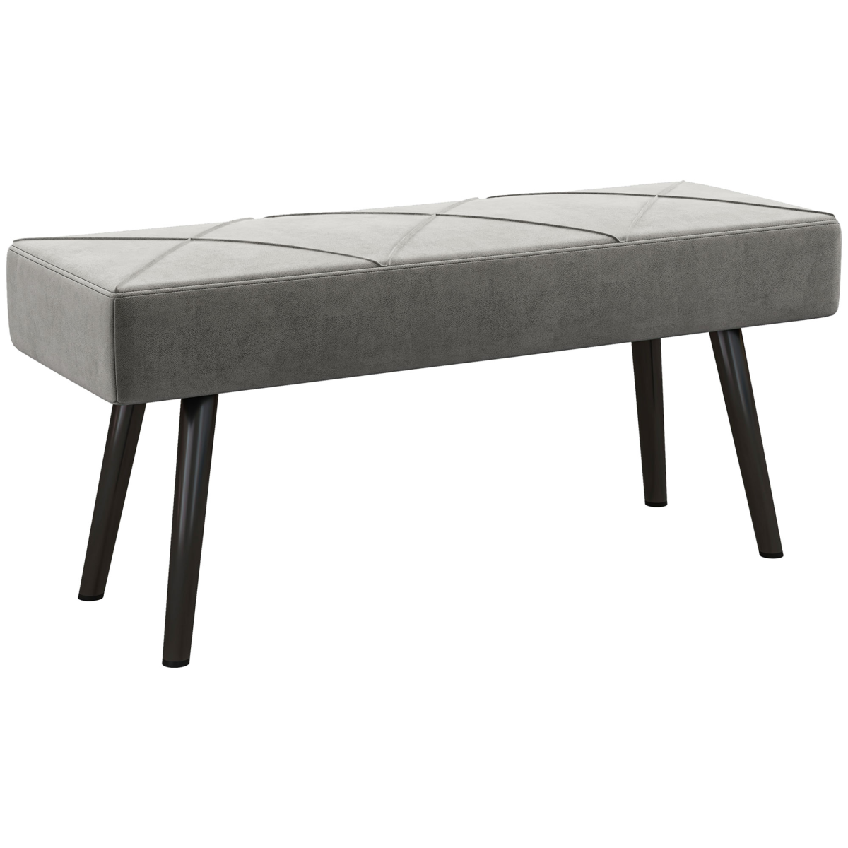 HOMCOM grey velvet end of bed bench