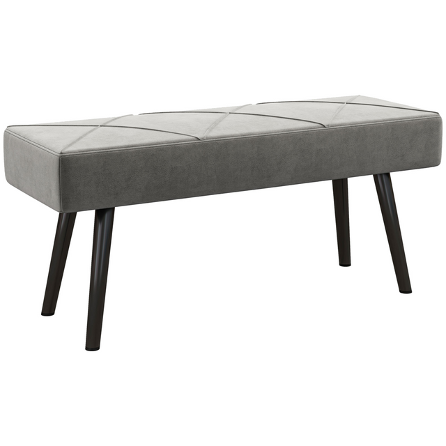 HOMCOM grey velvet end of bed bench