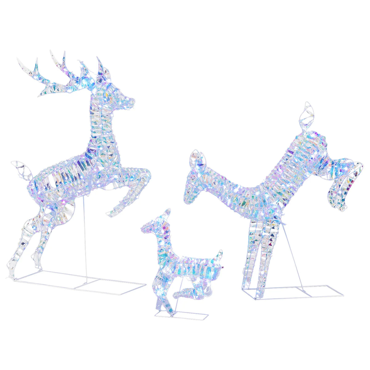 Outsunny Iridescent Lighted Reindeer Family – 3 Piece